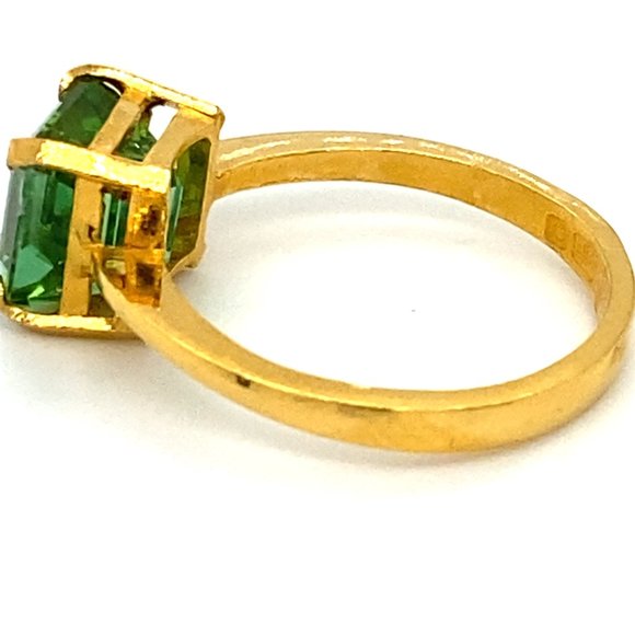 Green Tourmaline 3.29ct Solid 22K Yellow Gold Ring - Picture 5 of 6